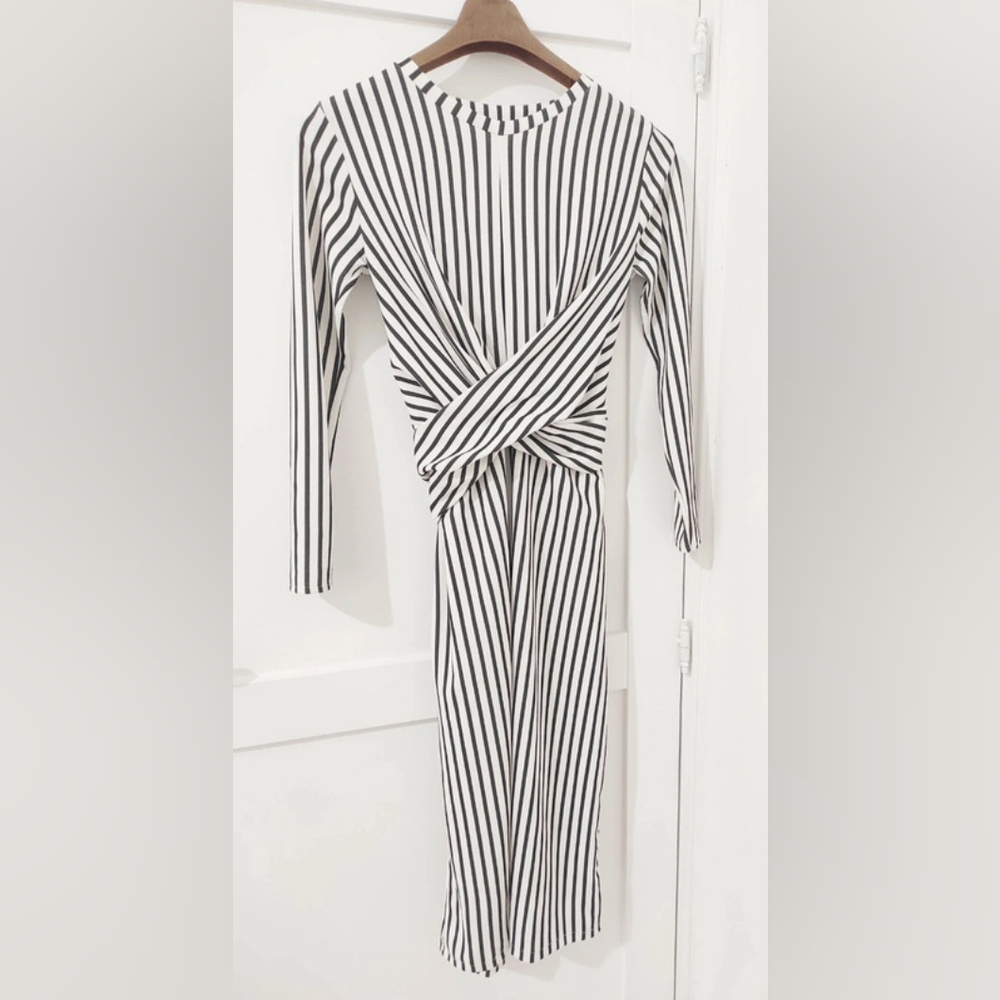 Striped Black and White Long Sleeve Dress